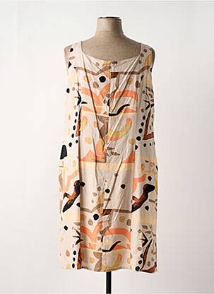Robe mi-longue coupe fluide sans manche orange GUY DUBOUIS femme