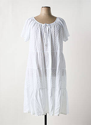 Robe mi-longue coupe évasée manches courtes blanc MERI & ESCA femme