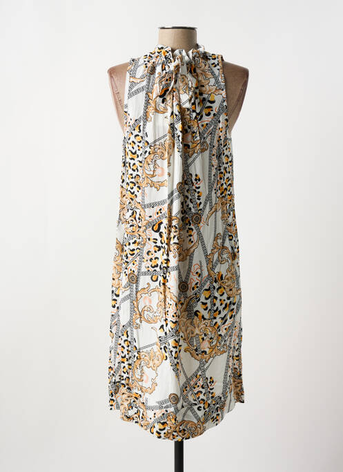 Robe mi-longue blanc COULEURS DU TEMPS pour femme