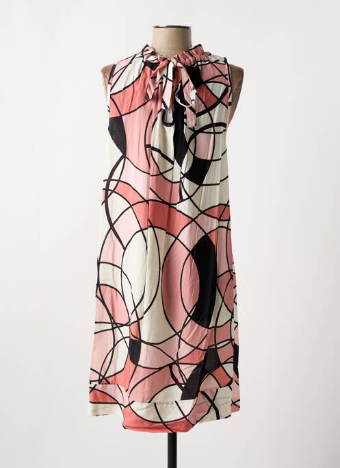 Robe mi-longue rose COULEURS DU TEMPS pour femme