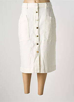 Jupe mi-longue coupe droite beige MAISON CAPTAIN femme