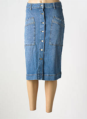 Jupe mi-longue coupe droite bleu CAPTAIN TORTUE femme