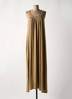 Robe longue tissage crêpe sans manche marron STORIES BY CAPTAIN TORTUE femme