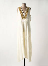 Robe longue tissage crêpe sans manche beige CAPTAIN TORTUE femme
