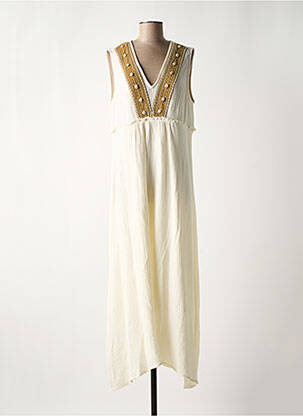 Robe longue tissage crêpe sans manche beige CAPTAIN TORTUE femme
