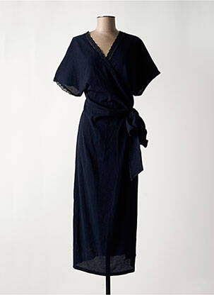 Robe longue manches courtes manches courtes bleu MAISON CAPTAIN femme
