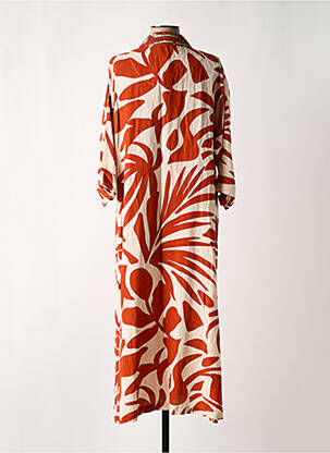 Robe longue tissage crêpe manches 3/4 orange MAISON CAPTAIN femme