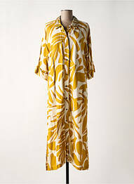 Robe longue tissage crêpe manches 3/4 jaune MAISON CAPTAIN femme