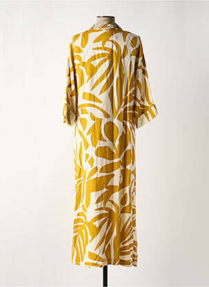 Robe longue tissage crêpe manches 3/4 jaune MAISON CAPTAIN femme