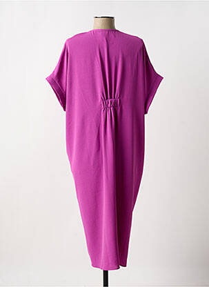 Robe mi-longue tissage crêpe manches courtes rose CAPTAIN TORTUE femme