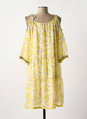 Robe courte manches 3/4 manches 3/4 jaune TREND BY CAPTAIN TORTUE femme