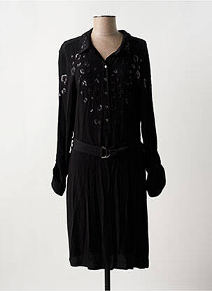 Robe mi-longue coupe fluide manches longues noir CAPTAIN TORTUE femme
