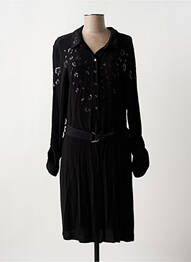 Robe mi-longue coupe fluide manches longues noir CAPTAIN TORTUE femme