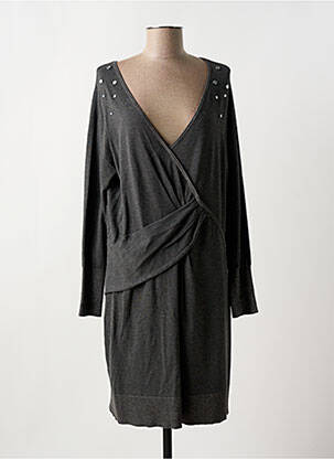 Robe pull col v manches longues gris TREND BY CAPTAIN TORTUE femme