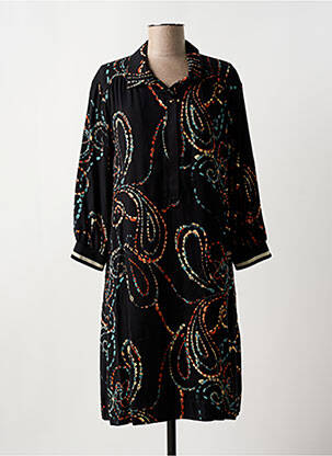 Robe mi-longue manches longues manches longues noir MAISON CAPTAIN femme