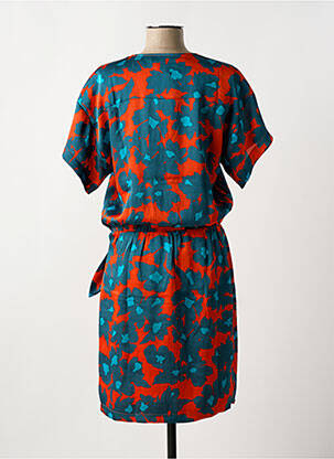 Robe mi-longue imprimé fleurs manches courtes orange MAISON CAPTAIN femme