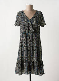Robe mi-longue coupe fluide manches courtes noir CAPTAIN TORTUE femme