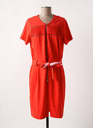 Robe mi-longue tissage crêpe manches courtes rouge MAISON CAPTAIN femme