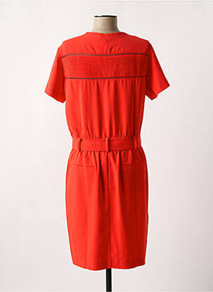 Robe mi-longue tissage crêpe manches courtes rouge MAISON CAPTAIN femme