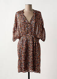 Robe courte manches 3/4 manches 3/4 marron LITTLE MISS BY CAPTAIN TORTUE femme