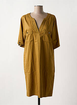 Robe mi-longue manches courtes manches courtes vert MAISON CAPTAIN femme
