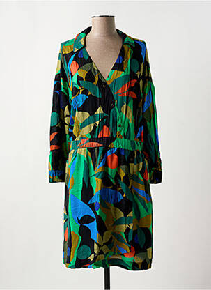 Robe mi-longue imprimé fleurs manches longues noir MAISON CAPTAIN femme