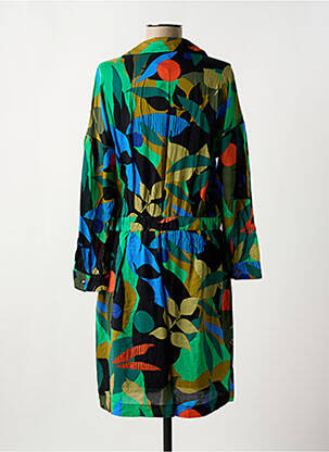 Robe mi-longue imprimé fleurs manches longues noir MAISON CAPTAIN femme