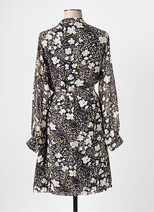Robe mi-longue imprimé fleurs manches longues noir CAPTAIN TORTUE femme
