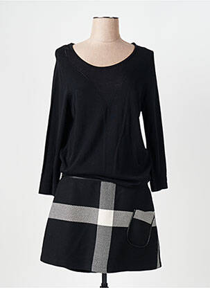 Robe mi-longue coupe évasée manches longues noir CAPTAIN TORTUE femme