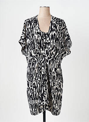 Robe mi-longue imprimé fantaisie manches courtes noir CAPTAIN TORTUE femme