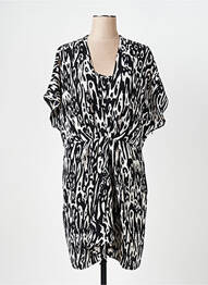 Robe mi-longue imprimé fantaisie manches courtes noir CAPTAIN TORTUE femme