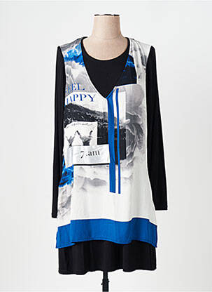 Robe mi-longue imprimé fantaisie manches longues blanc CAPTAIN TORTUE femme