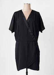 Robe mi-longue tissage crêpe manches courtes noir MAISON CAPTAIN femme