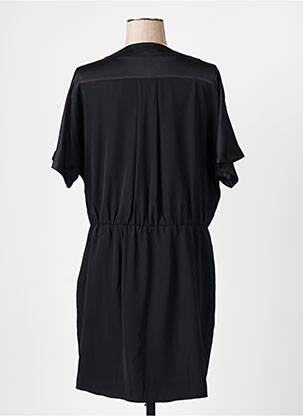 Robe mi-longue tissage crêpe manches courtes noir MAISON CAPTAIN femme