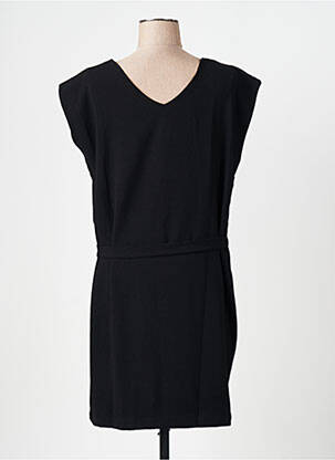 Robe mi-longue tissage crêpe manches courtes noir CAPTAIN TORTUE femme