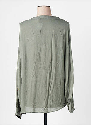 Blouse tissage popeline manches longues vert TREND BY CAPTAIN TORTUE femme