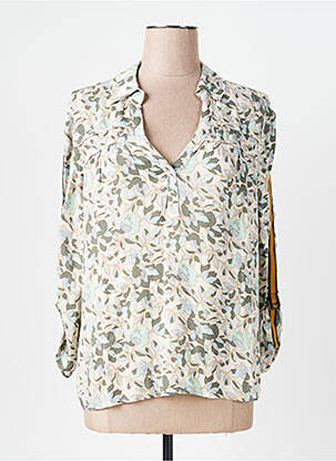 Blouse tissage popeline manches longues beige MISS CAPTAIN femme