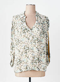 Blouse imprimé fantaisie manches longues beige MISS CAPTAIN femme