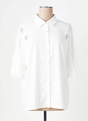 Chemisier tissage crêpe manches longues blanc TANAIS femme
