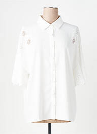 Chemisier tissage crêpe manches longues blanc TANAIS femme