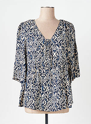 Blouse imprimé fantaisie manches 3/4 bleu MAISON CAPTAIN femme