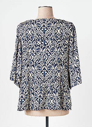 Blouse imprimé fantaisie manches 3/4 bleu MAISON CAPTAIN femme