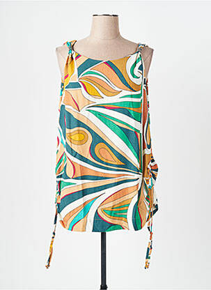 Top imprimé fantaisie sans manche vert TREND BY CAPTAIN TORTUE femme