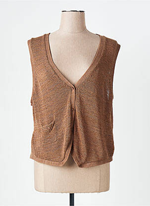 Gilet sans manche maille fine marron MISS CAPTAIN femme