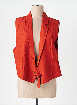 Gilet sans manche col v orange MAISON CAPTAIN femme