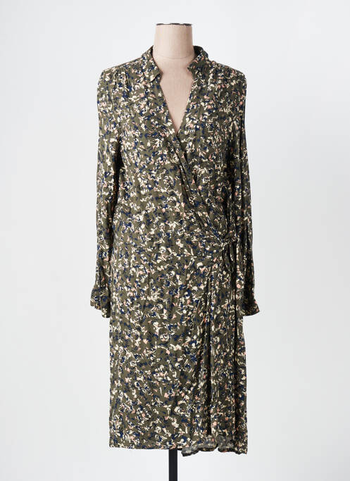 Robe mi-longue imprimé fantaisie manches longues vert CAPTAIN TORTUE femme