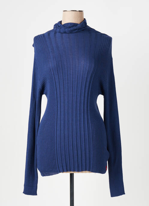 Pull col roulé bleu MISS CAPTAIN pour femme