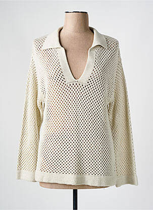 Pull maille ajourée manches longues beige CAPTAIN TORTUE femme