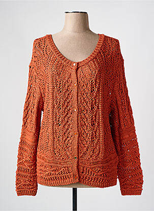 Gilet manches longues resserrée sur le bas orange MAISON CAPTAIN femme