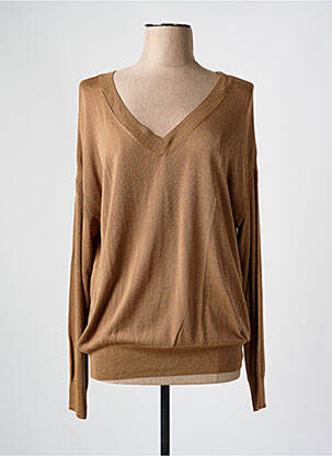 Pull col v manches longues marron MAISON CAPTAIN femme